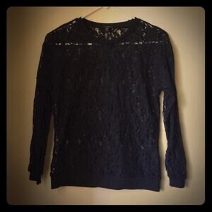 Express Black Lace Long Sleeve Top Size XS